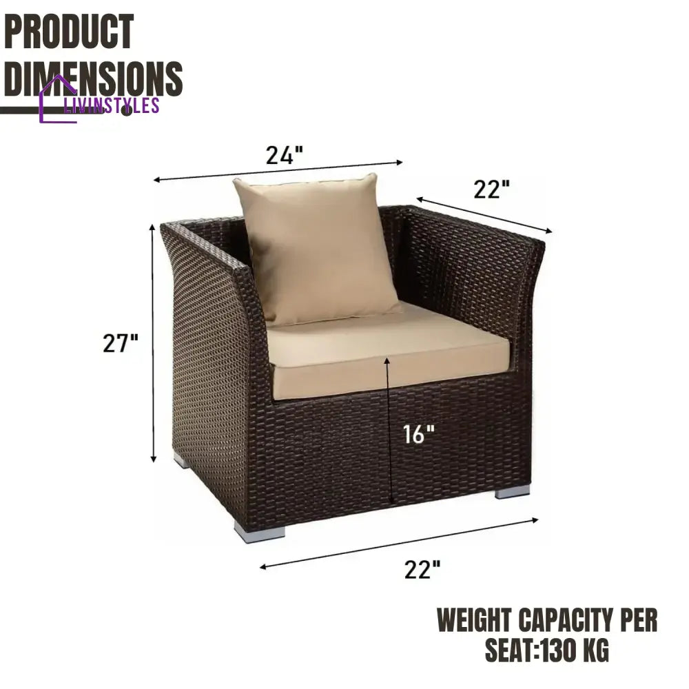 Inas Outdoor All-Weather Wicker Single Seater Sofa - Sofa Set