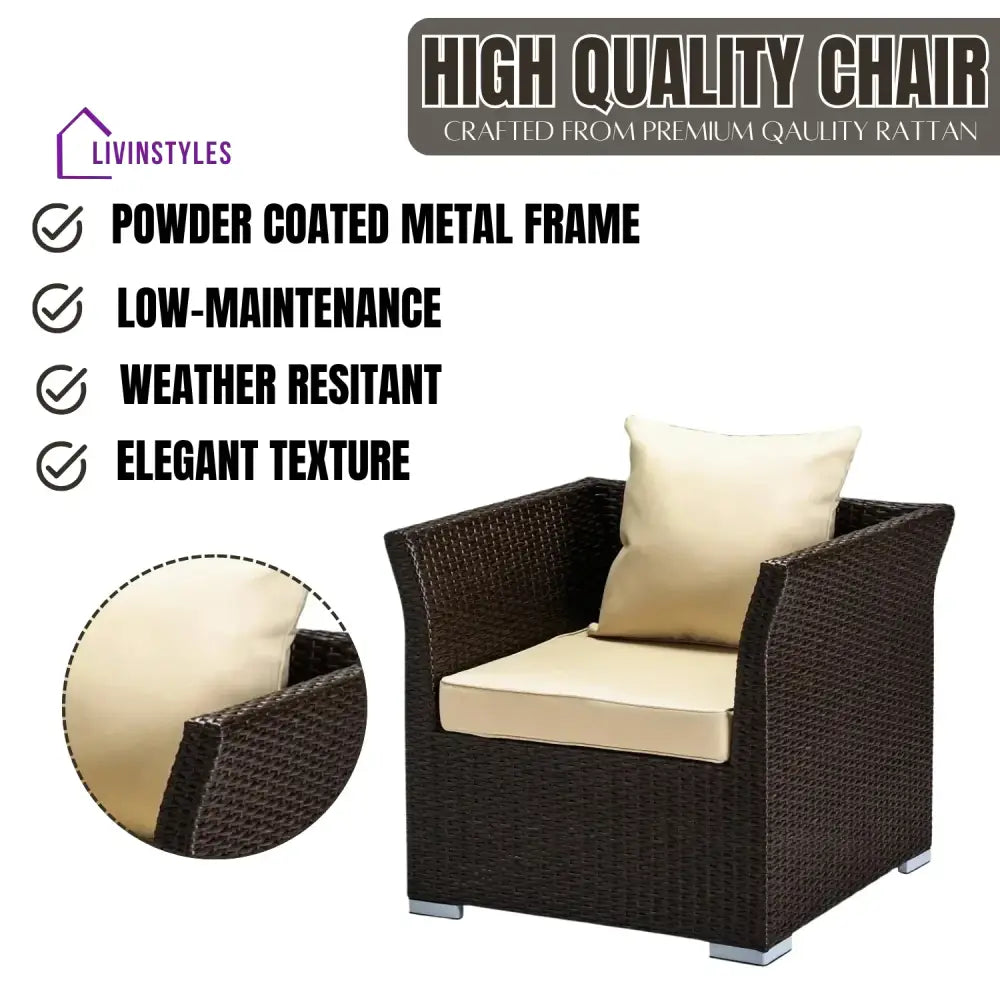 Inas Outdoor All-Weather Wicker Single Seater Sofa - Sofa Set