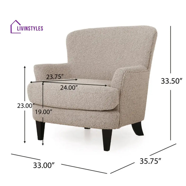 Inaya Solid Wood Frame and Fabric Arm Chair | Living Room Chair | Lounge Chair