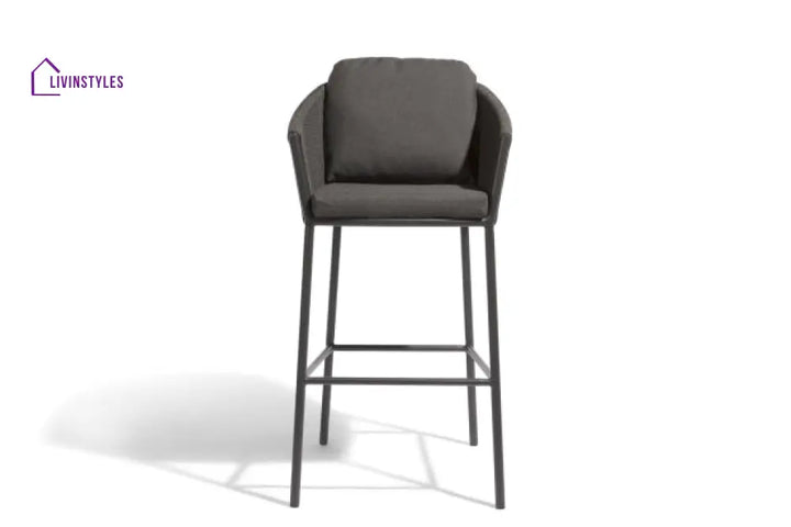 Ince Outdoor Patio Bar Chair 2 Chair For Balcony Braided & Rope - Dark Grey - Bar Sets
