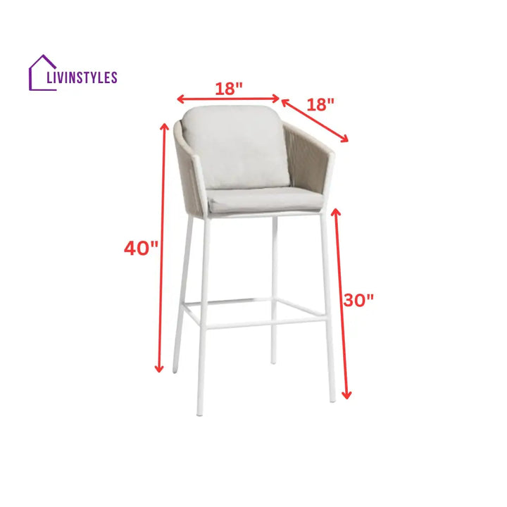 Ince Outdoor Patio Bar Chair 2 Chair For Balcony Braided & Rope - Bar Sets