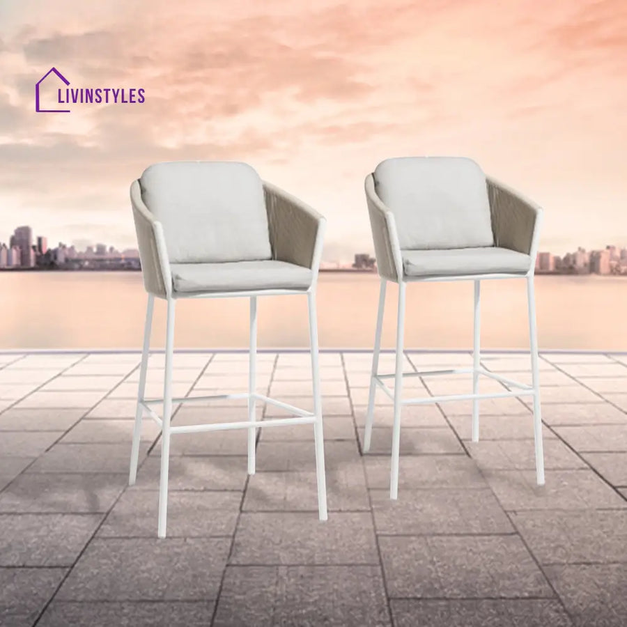 Ince Outdoor Patio Bar Chair 2 Chair For Balcony Braided & Rope - Bar Sets