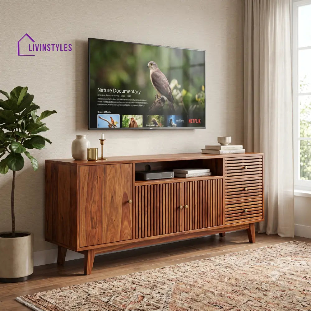 Indhu Sheesham Wood Tv Unit for Living Room | Tv Cabinet | Tv Console