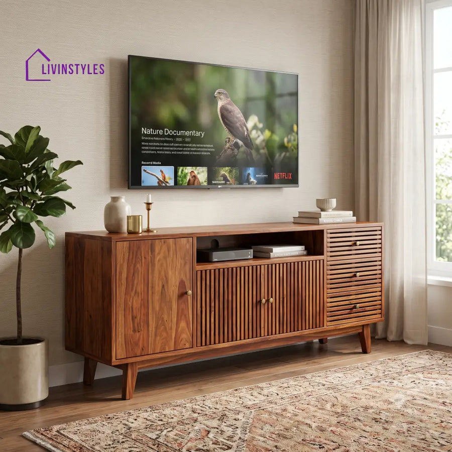 Indhu Sheesham Wood Tv Unit for Living Room | Tv Cabinet | Tv Console