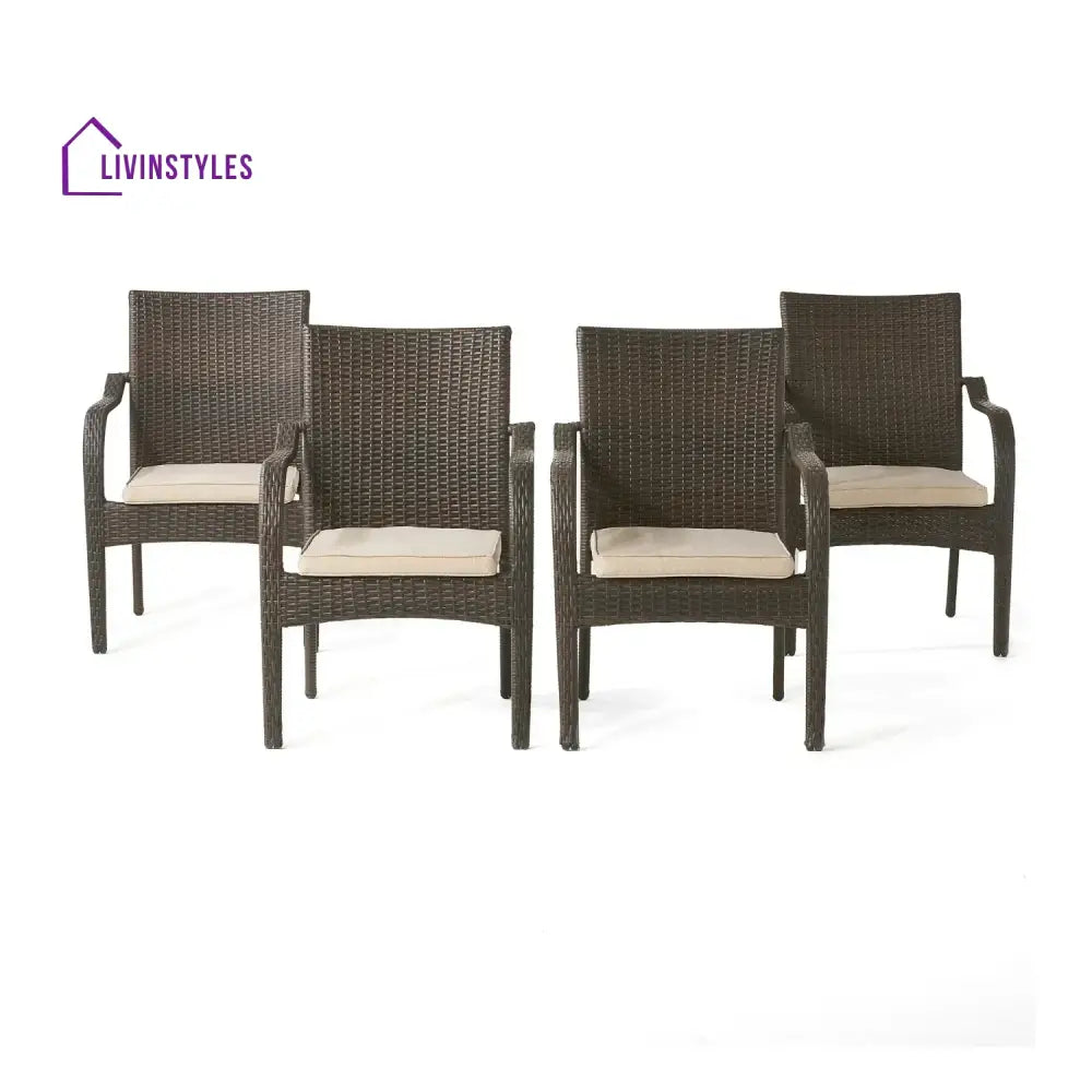 Indigo 4-Piece Outdoor Rattan Wicker Patio Dining Chairs - Dinning Chairs