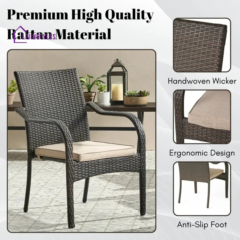 Indigo 4-Piece Outdoor Rattan Wicker Patio Dining Chairs - Dinning Chairs