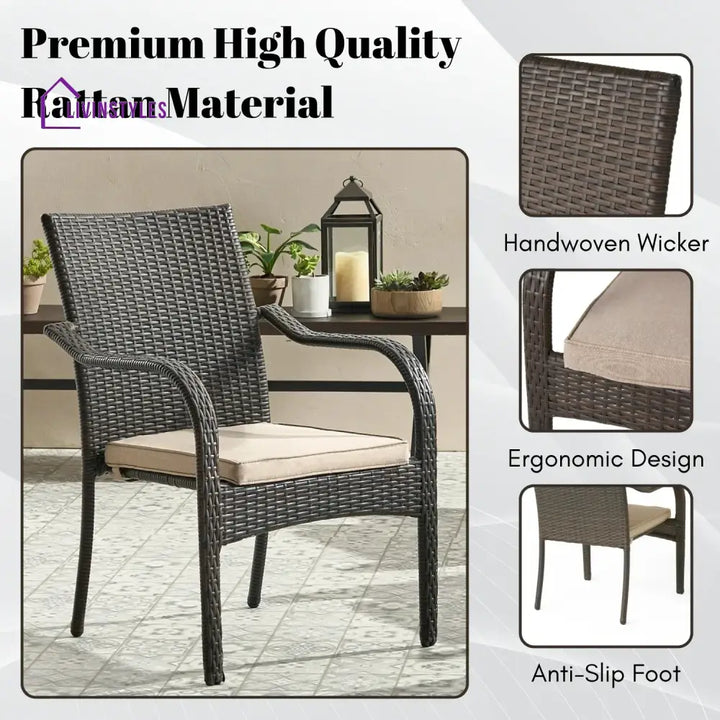 Indigo 4-Piece Outdoor Rattan Wicker Patio Dining Chairs - Dinning Chairs