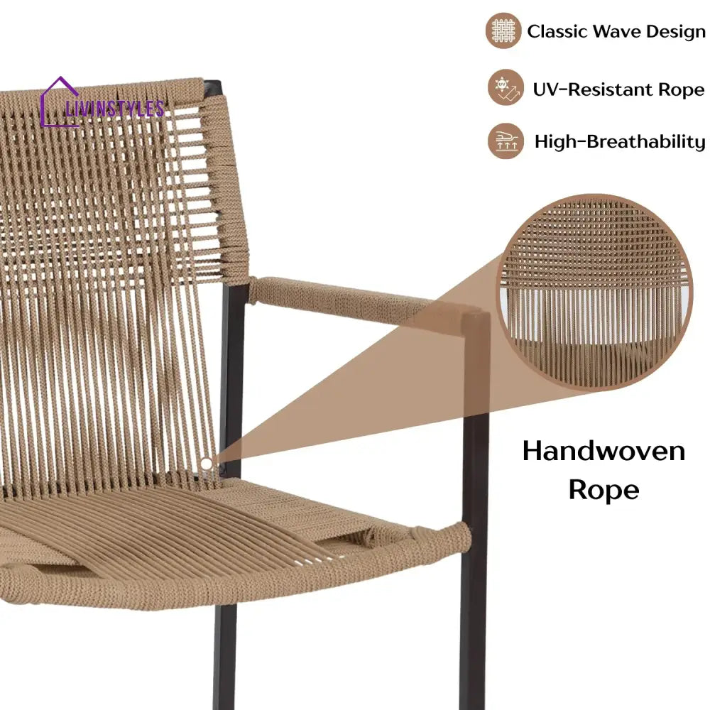 Indigo Outdoor Rope 3-Piece Patio Set (Beige) - Patio Set