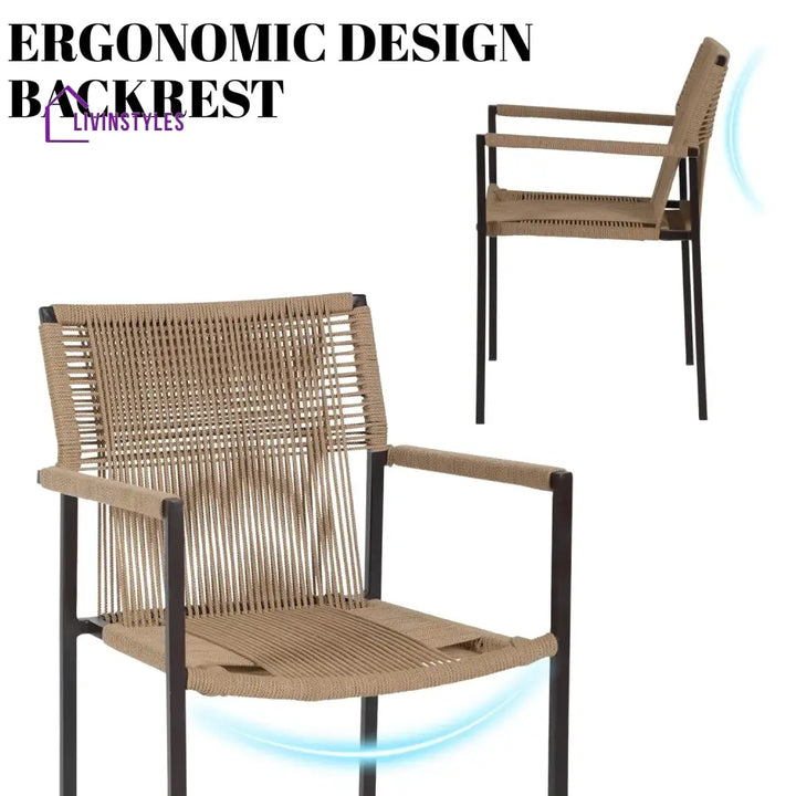 Indigo Outdoor Rope 3-Piece Patio Set (Beige) - Patio Set