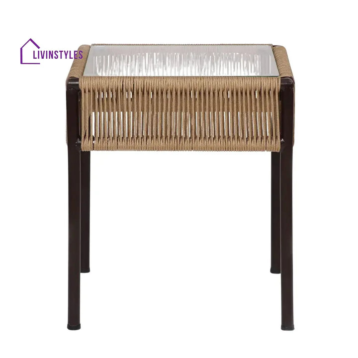 Indigo Outdoor Rope 3-Piece Patio Set (Beige) - Patio Set