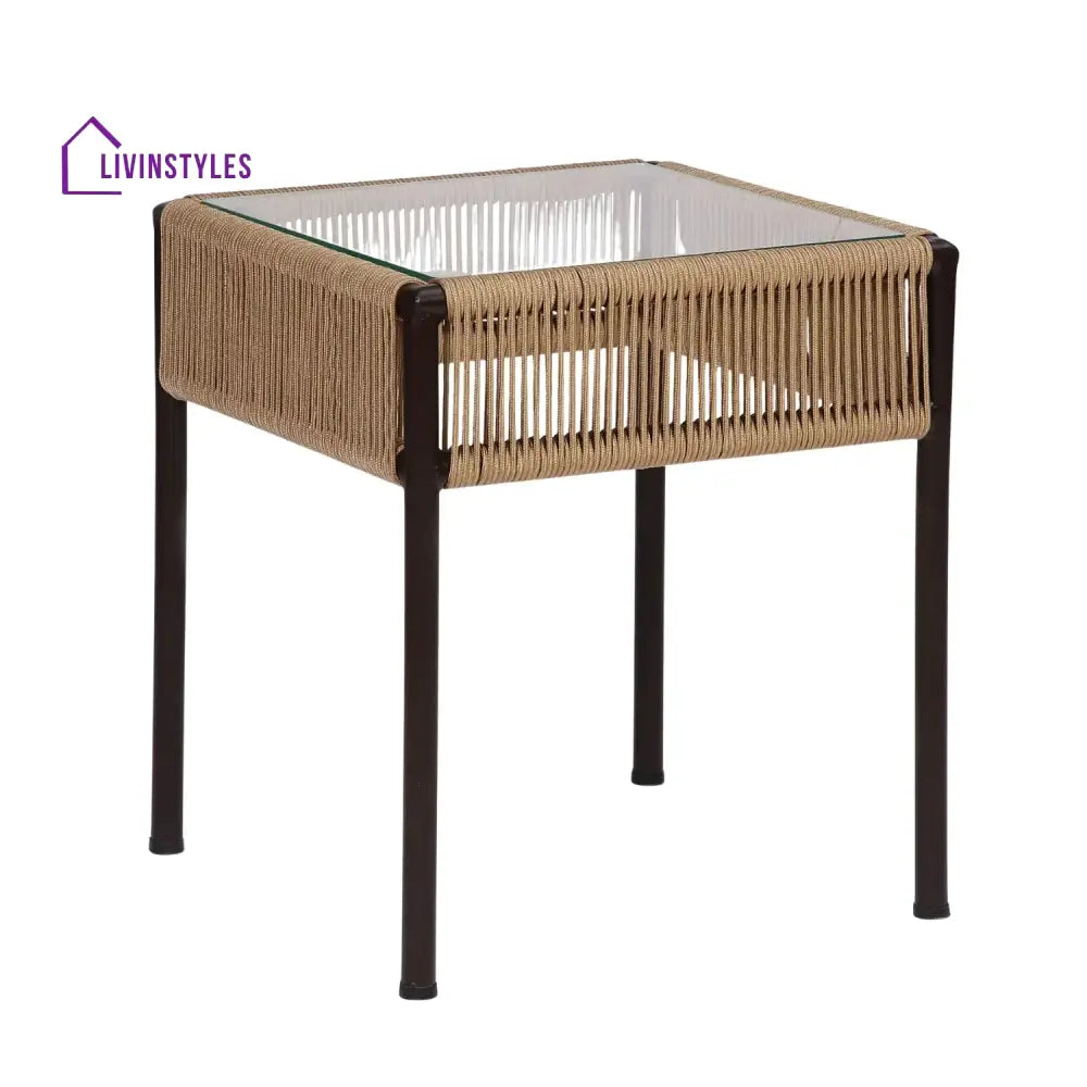 Indigo Outdoor Rope 3-Piece Patio Set (Beige) - Patio Set