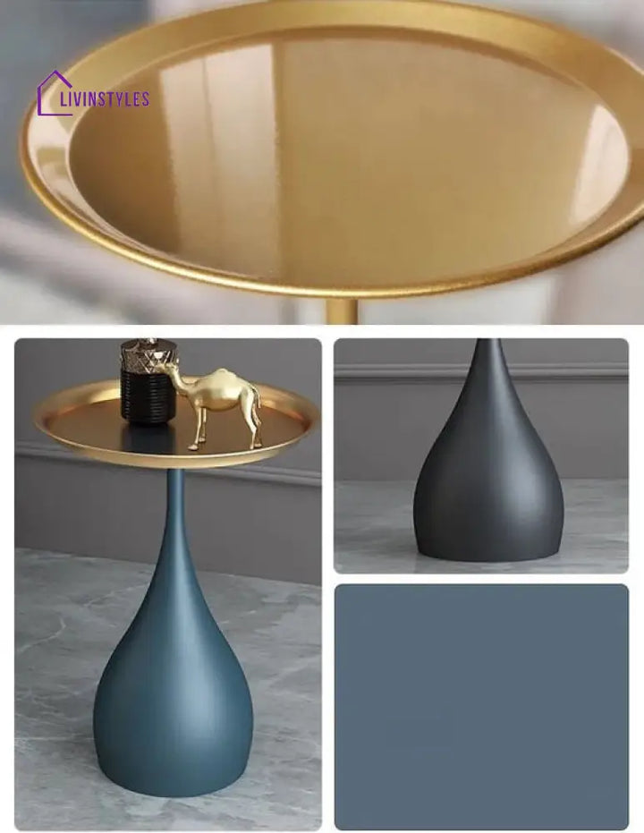 Indira Metal And Marble Side Table - Set Of 2