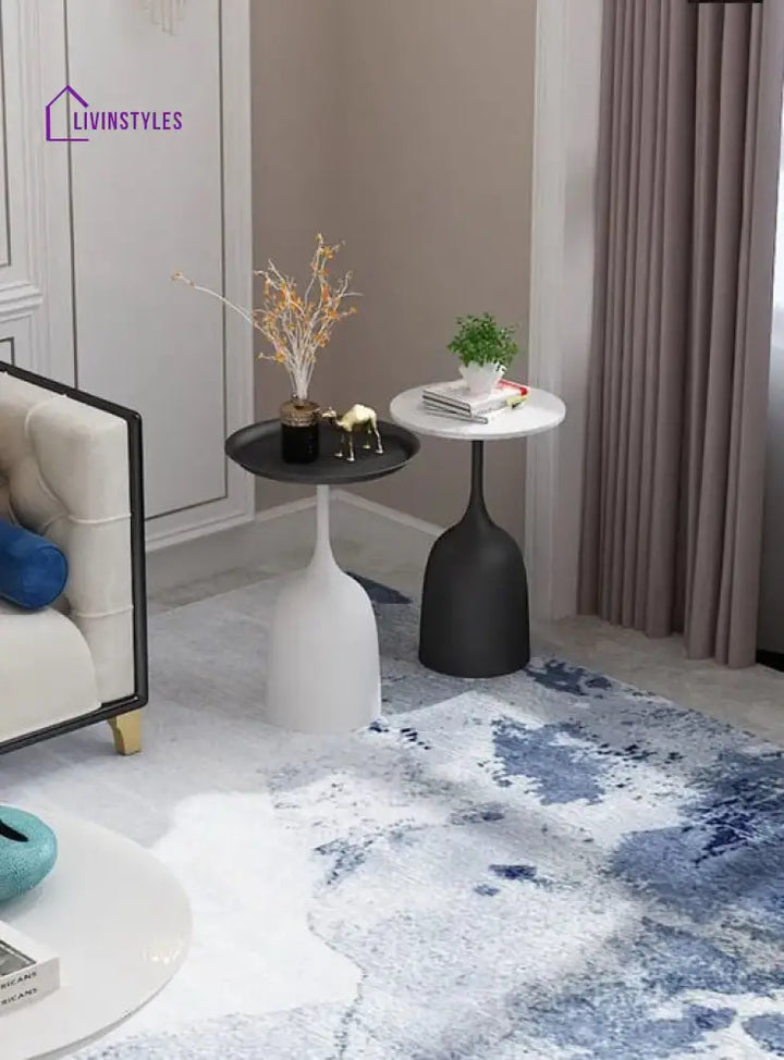 Indira Metal And Marble Side Table - Set Of 2