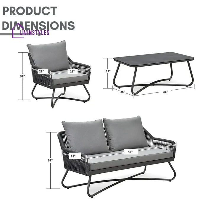 Indira Outdoor 4 Seater Rope Conversation Sofa Set - Sofa Set