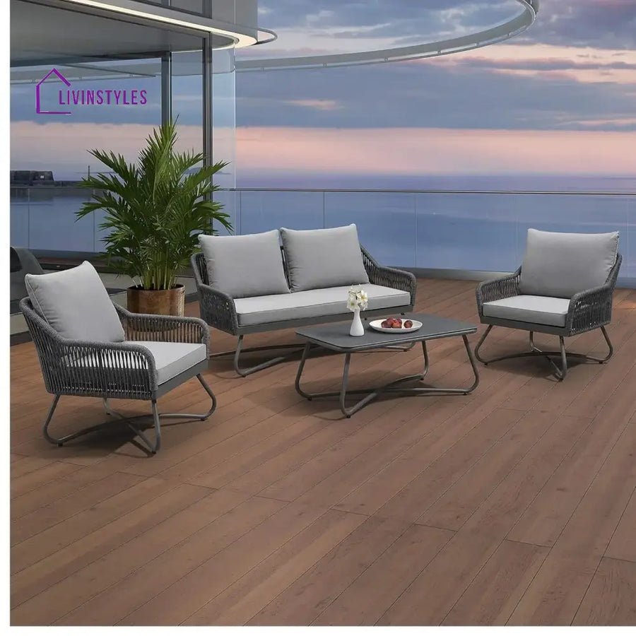 Indira Outdoor 4 Seater Rope Conversation Sofa Set - Sofa Set