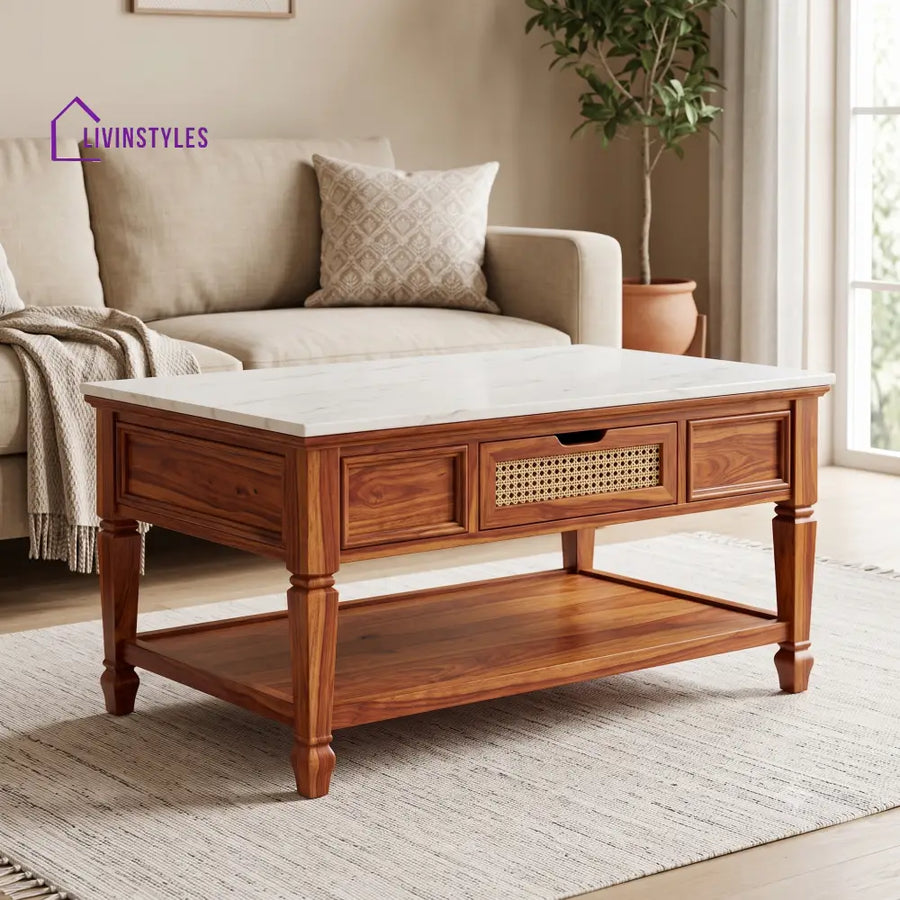 Indira Premium Solid Wood Coffee Table for Living Room Online