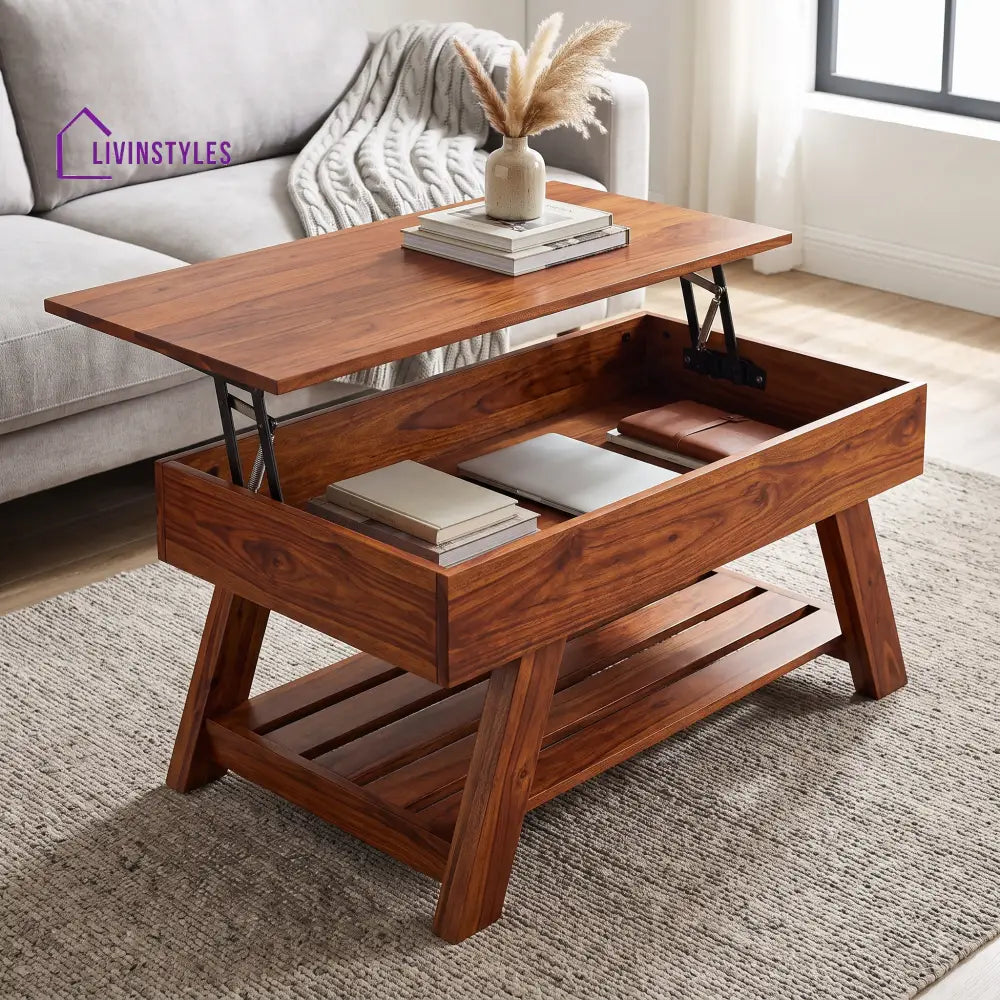 Indiraj Sheesham Wood Lift Top Coffee Table for Living Room