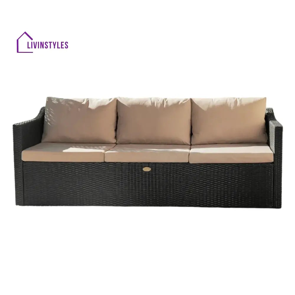 Indulekha Outdoor All-Weather Rattan Wicker Three Seater Sofa - Sofa Set