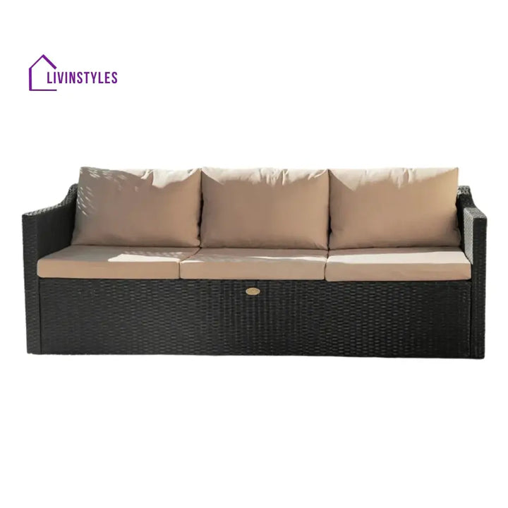 Indulekha Outdoor All-Weather Rattan Wicker Three Seater Sofa - Sofa Set
