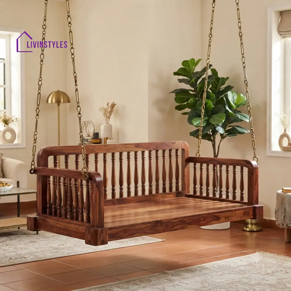 Inès 2 Seater Wooden Swing for Home | Wooden Jhula for home