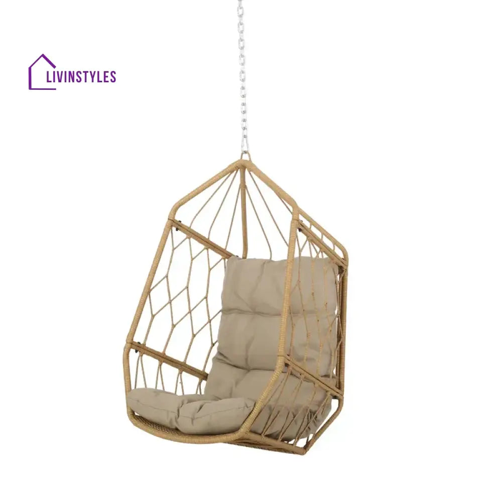 Ines Single Seater Hanging Swing Without Stand For Balcony Garden Swing (Honey) - Swings
