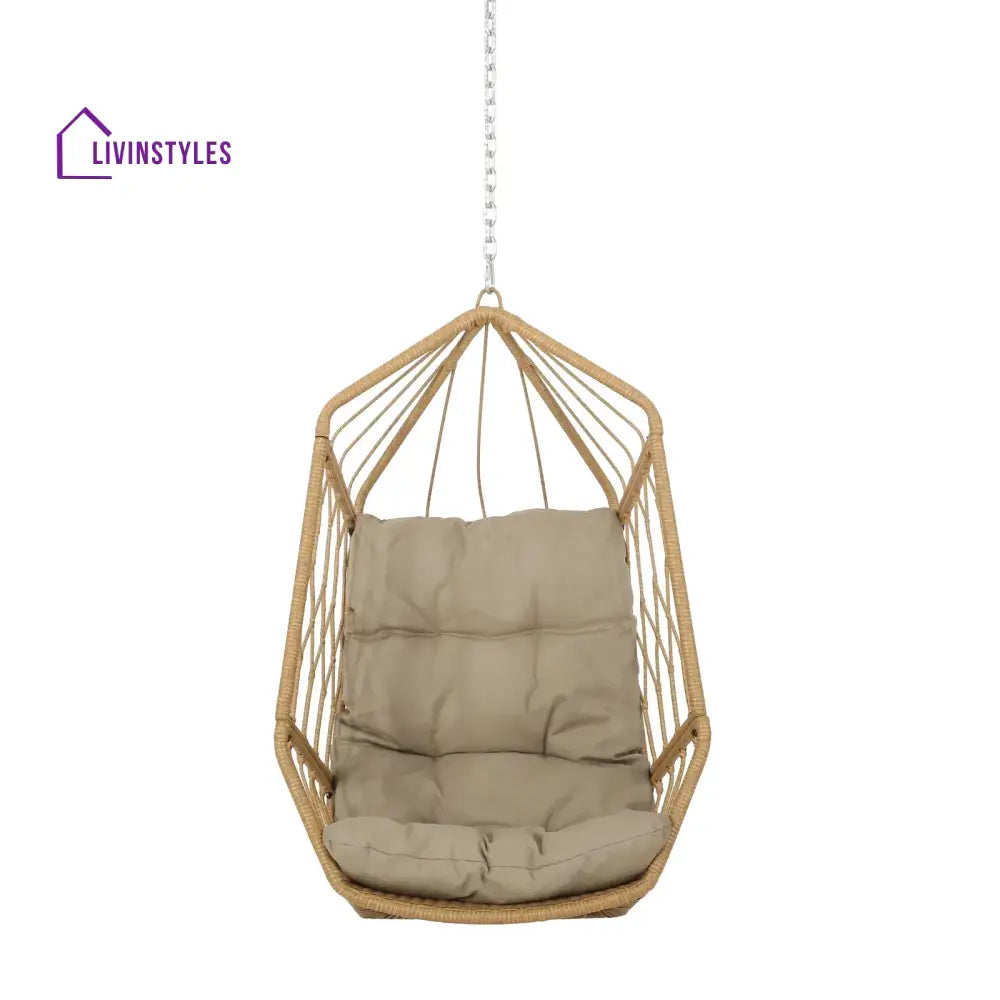Ines Single Seater Hanging Swing Without Stand For Balcony Garden Swing (Honey) - Swings