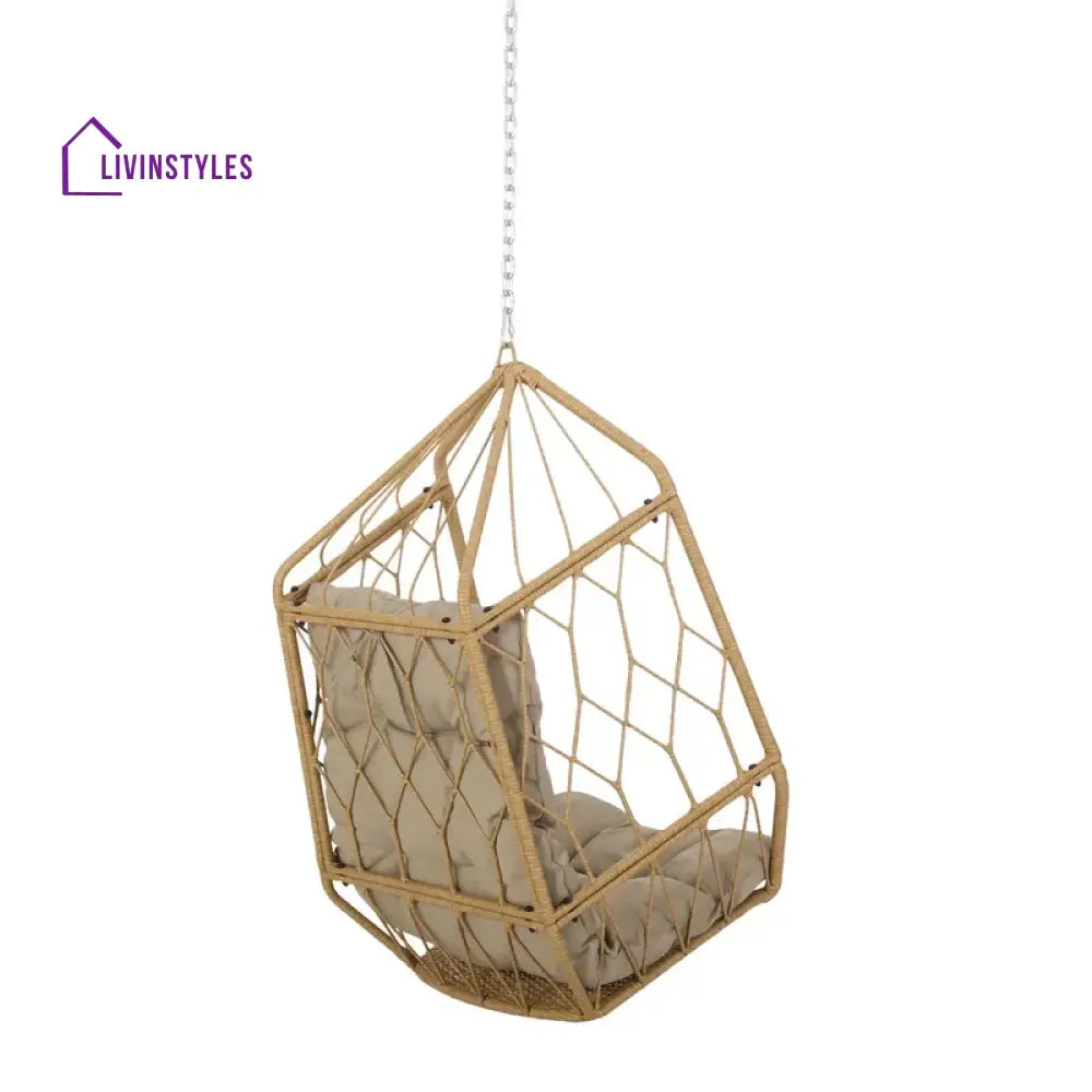 Ines Single Seater Hanging Swing Without Stand For Balcony Garden Swing (Honey) - Swings