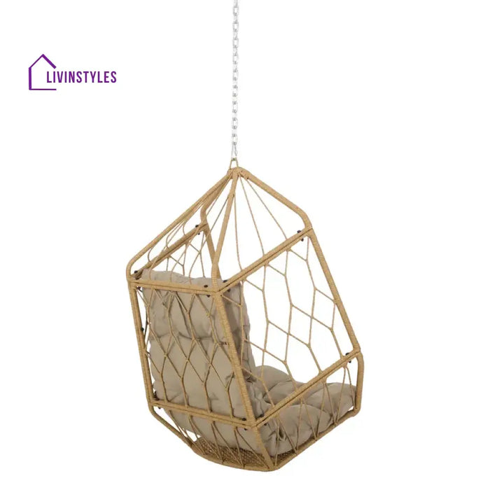 Ines Single Seater Hanging Swing Without Stand For Balcony Garden Swing (Honey) - Swings
