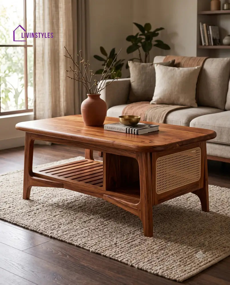 Inès Wooden Coffee Table for Living Room | Tea Table | Teapoy | Center table