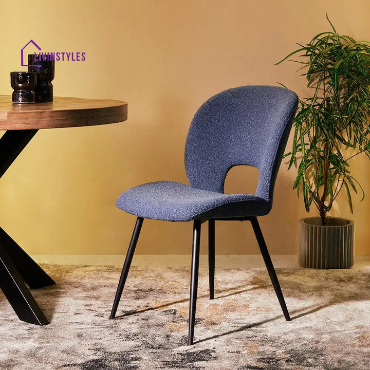 Inessa Iron Boucle Fabric Chair BLUE