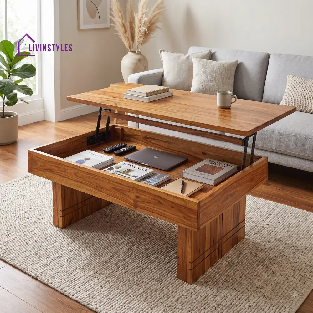 Iniyas Sheesham Wood Lift Top Coffee Table for Living Room