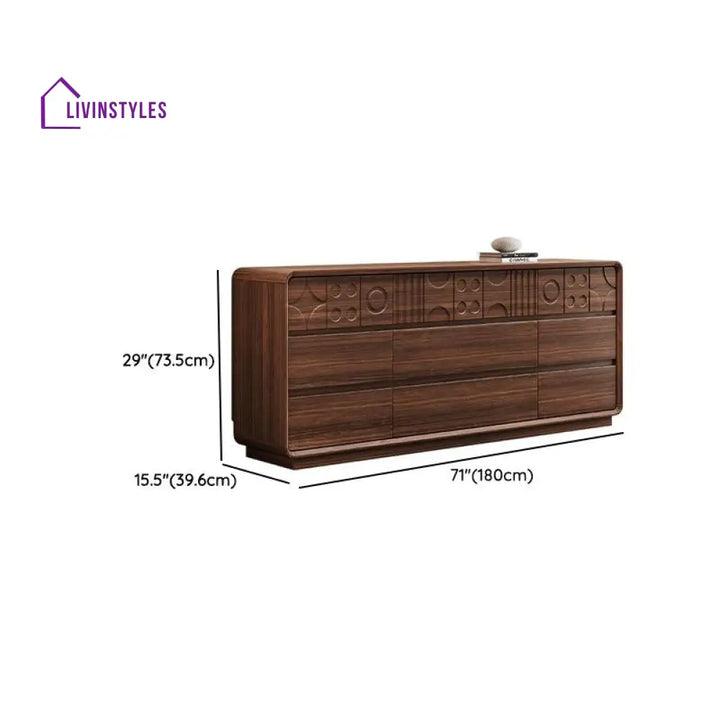 Inna Solid Walnut Wood Chest of Drawer for Luxury Homes