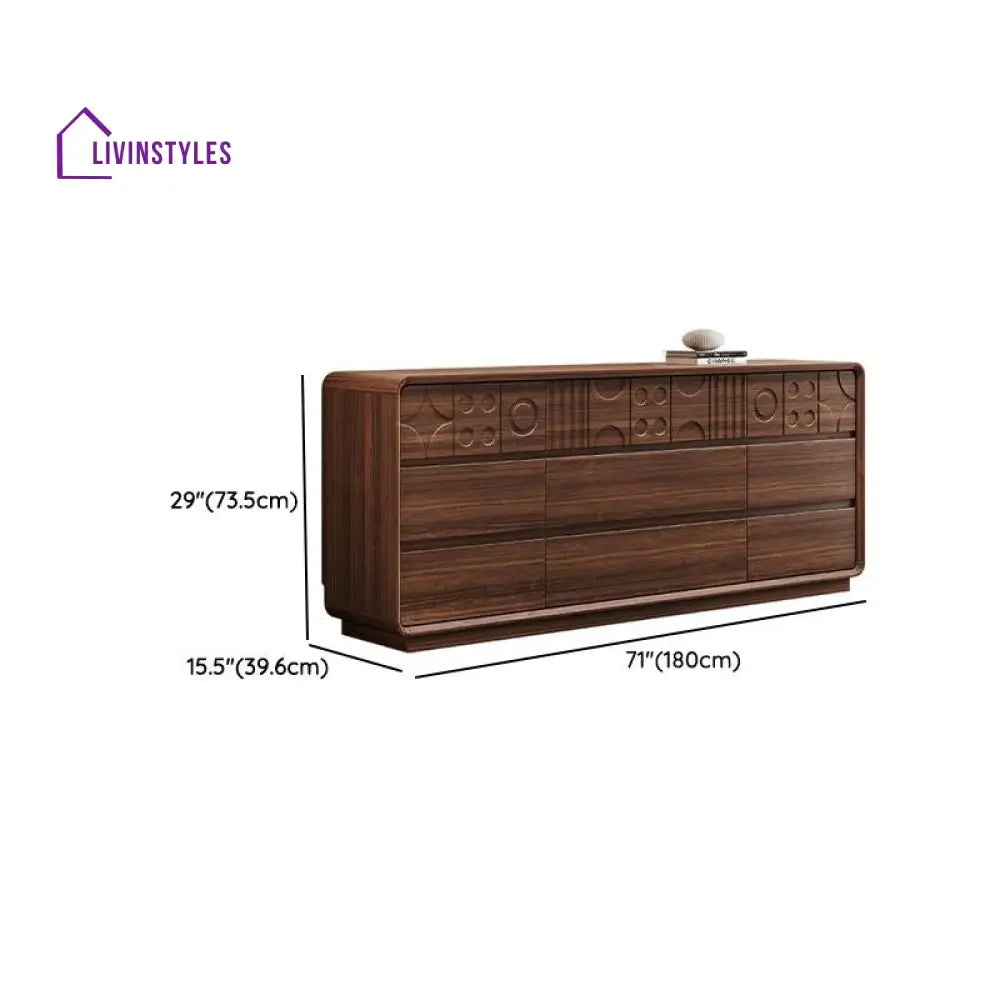 Inna Solid Walnut Wood Chest of Drawer for Luxury Homes