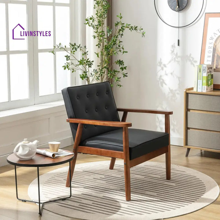 Ira Solid Wood Frame and Fabric Arm Chair | Living Room Chair | Lounge Chair