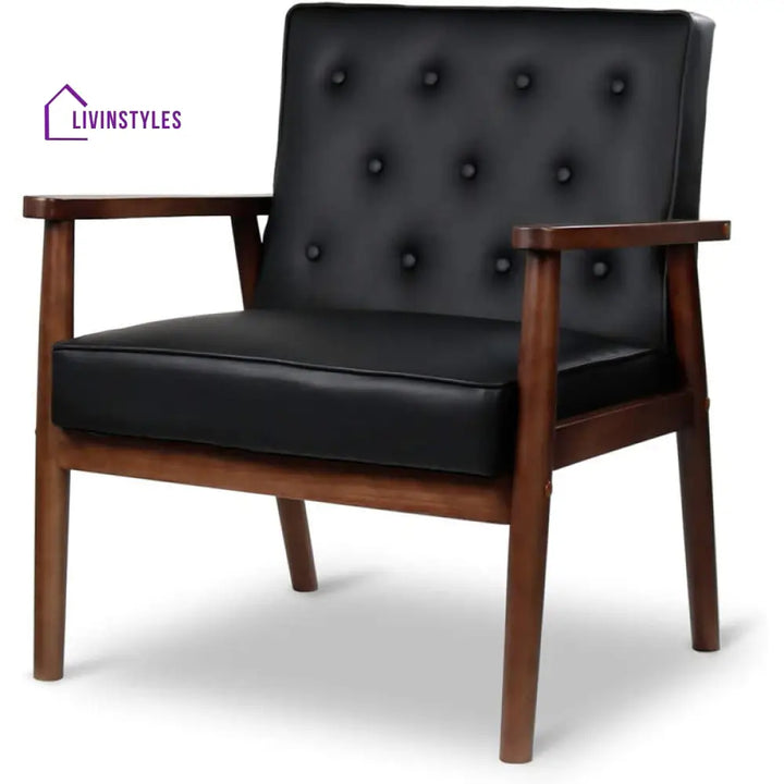 Ira Solid Wood Frame and Fabric Arm Chair | Living Room Chair | Lounge Chair