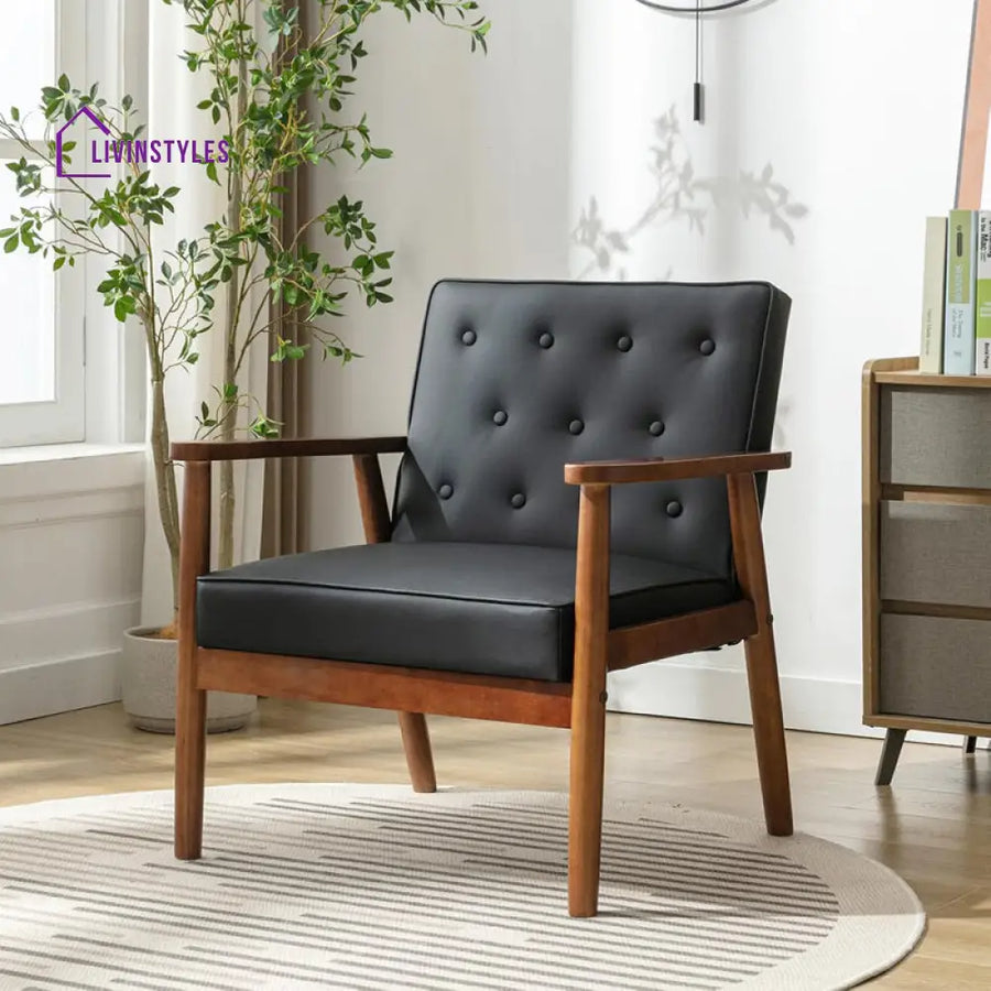 Ira Solid Wood Frame and Fabric Arm Chair | Living Room Chair | Lounge Chair