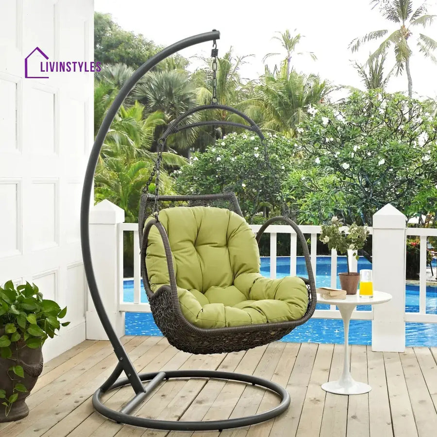 Ireti Outdoor Rattan Wicker Hanging Swing Chair with Cushion - Swing