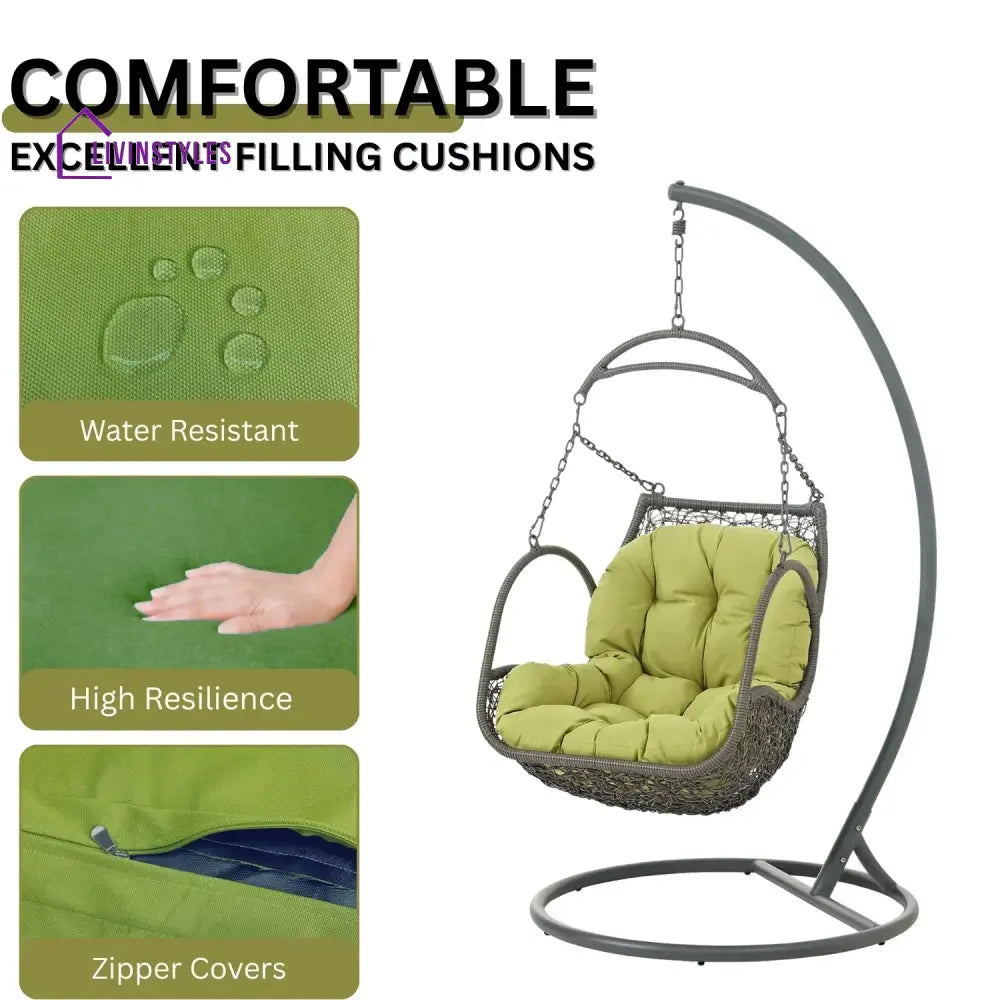 Ireti Outdoor Rattan Wicker Hanging Swing Chair with Cushion - Swing