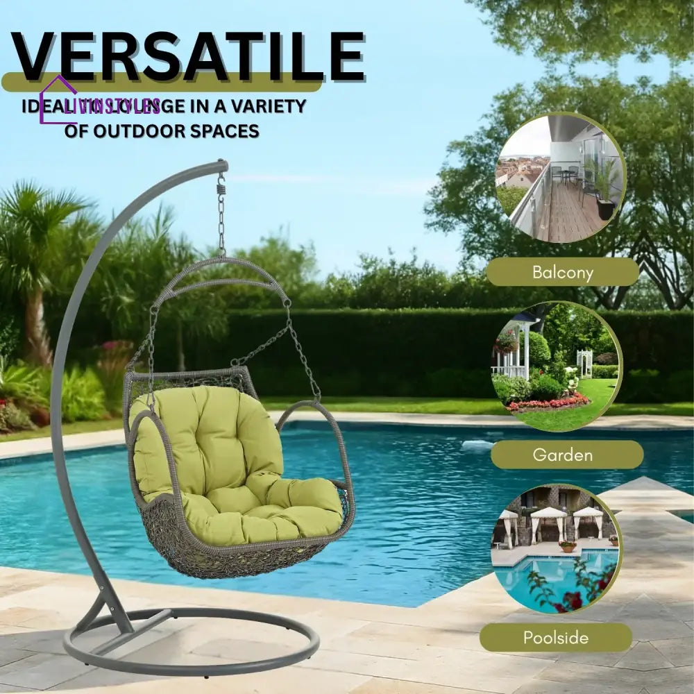Ireti Outdoor Rattan Wicker Hanging Swing Chair with Cushion - Swing