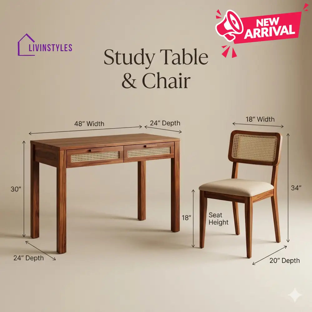 Irina Sheesham Wood Study Table and Chair Set for Students | Kids | Adults