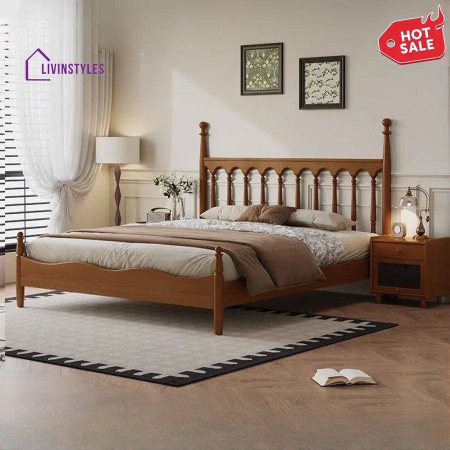 Irina Solid Walnut Wood Bed for Luxury Homes