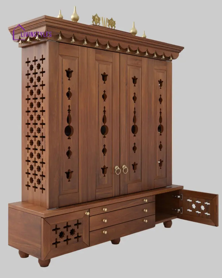 Irina Traditional Indian Home temple for home | Large handcrafted pooja mandir for Home