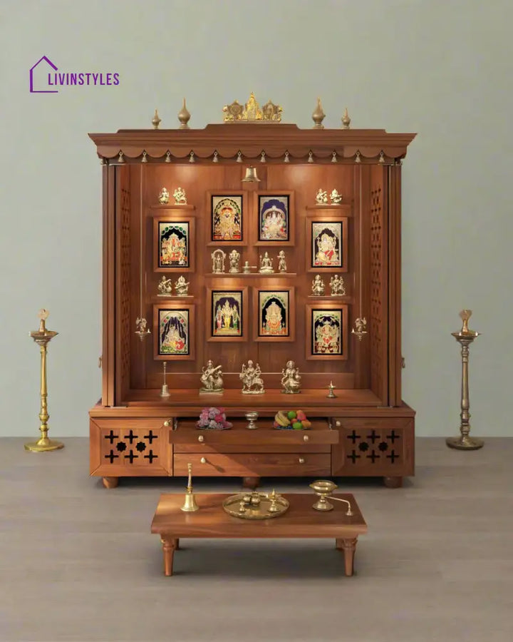 Irina Traditional Indian Home temple for home | Large handcrafted pooja mandir for Home