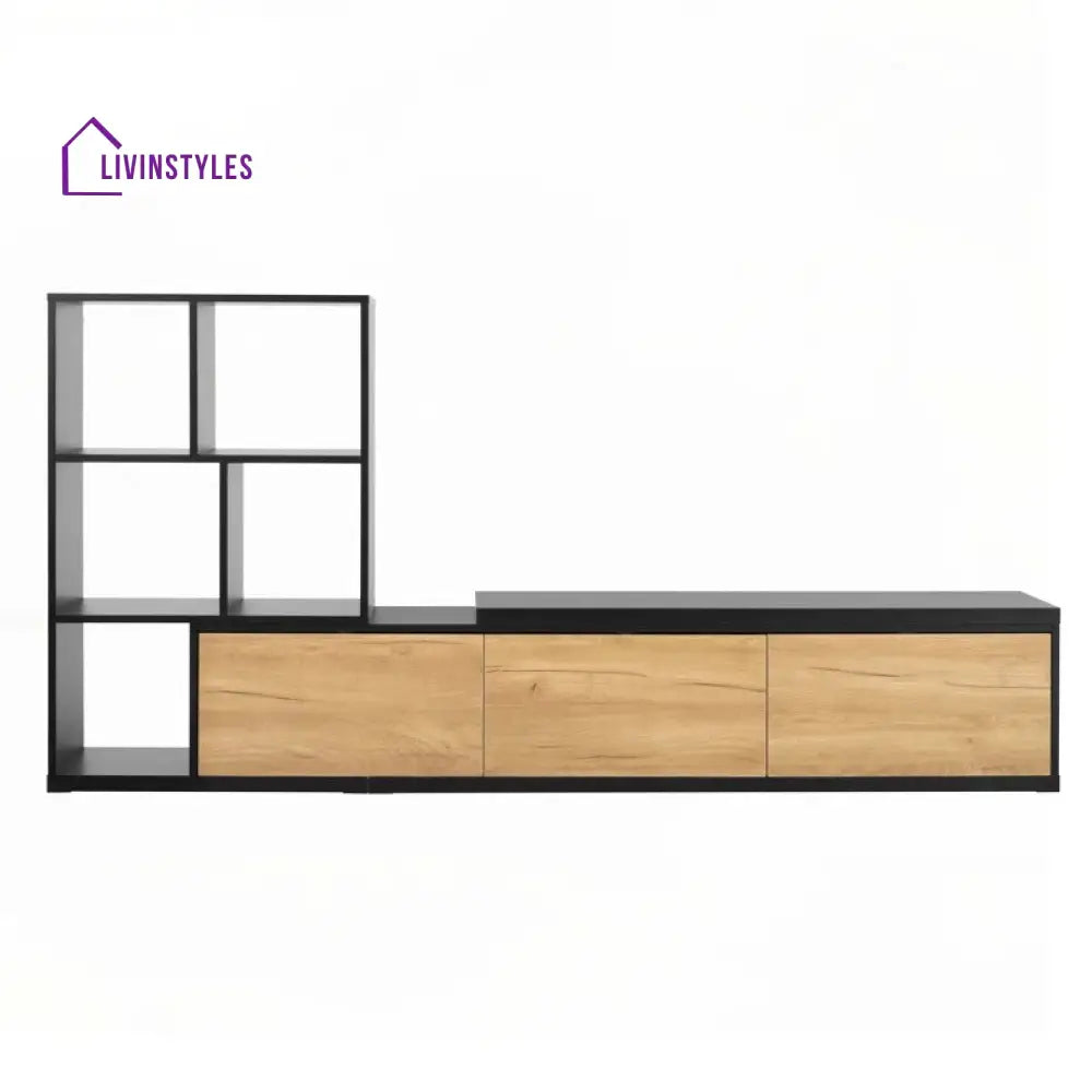 Iris Black Finish Tv Unit Stand for Living Room