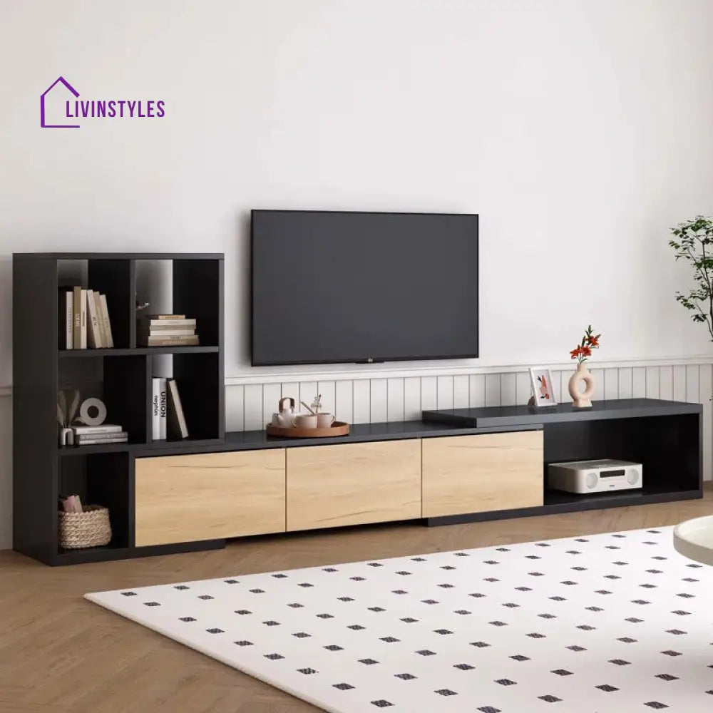 Iris Black Finish Tv Unit Stand for Living Room