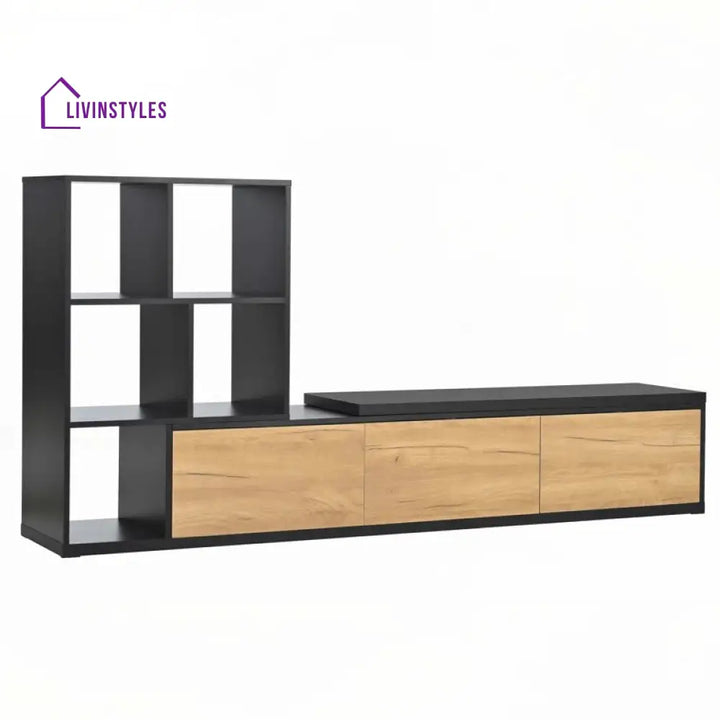 Iris Black Finish Tv Unit Stand for Living Room