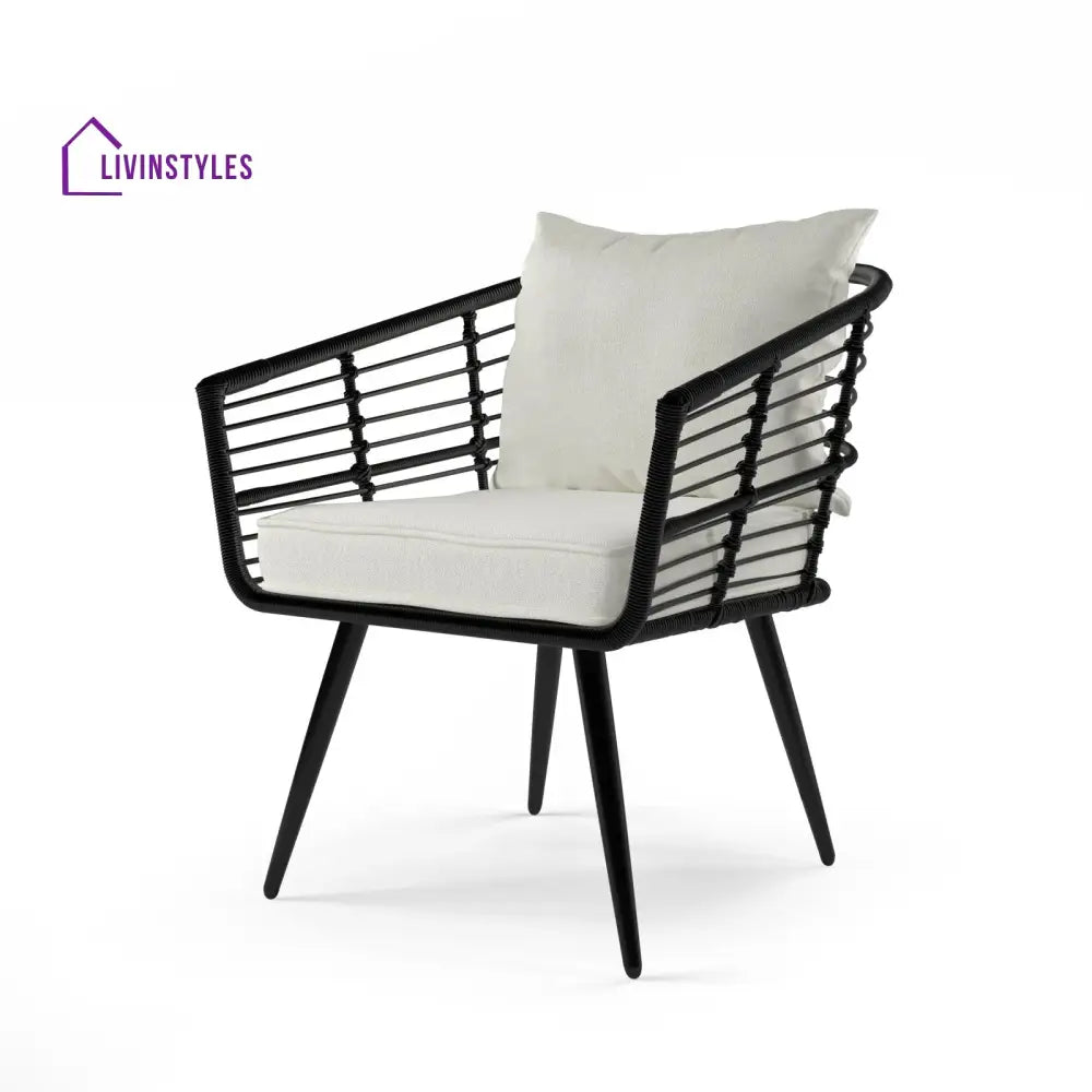 Irix Outdoor Patio Seating Set 2 Chairs and 1 Table Set (Black + White) - Coffee Table Sets