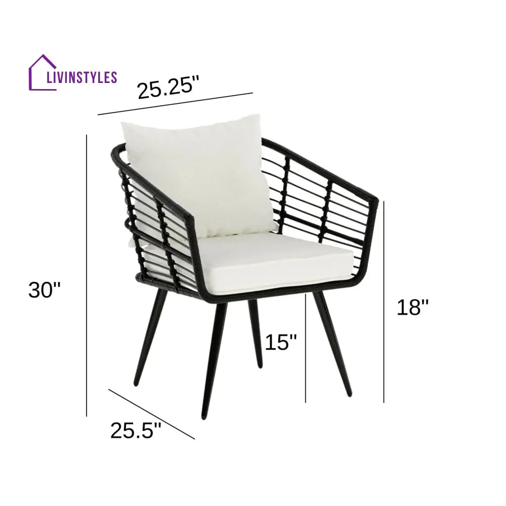 Irix Outdoor Patio Seating Set 2 Chairs and 1 Table Set (Black + White) - Coffee Table Sets