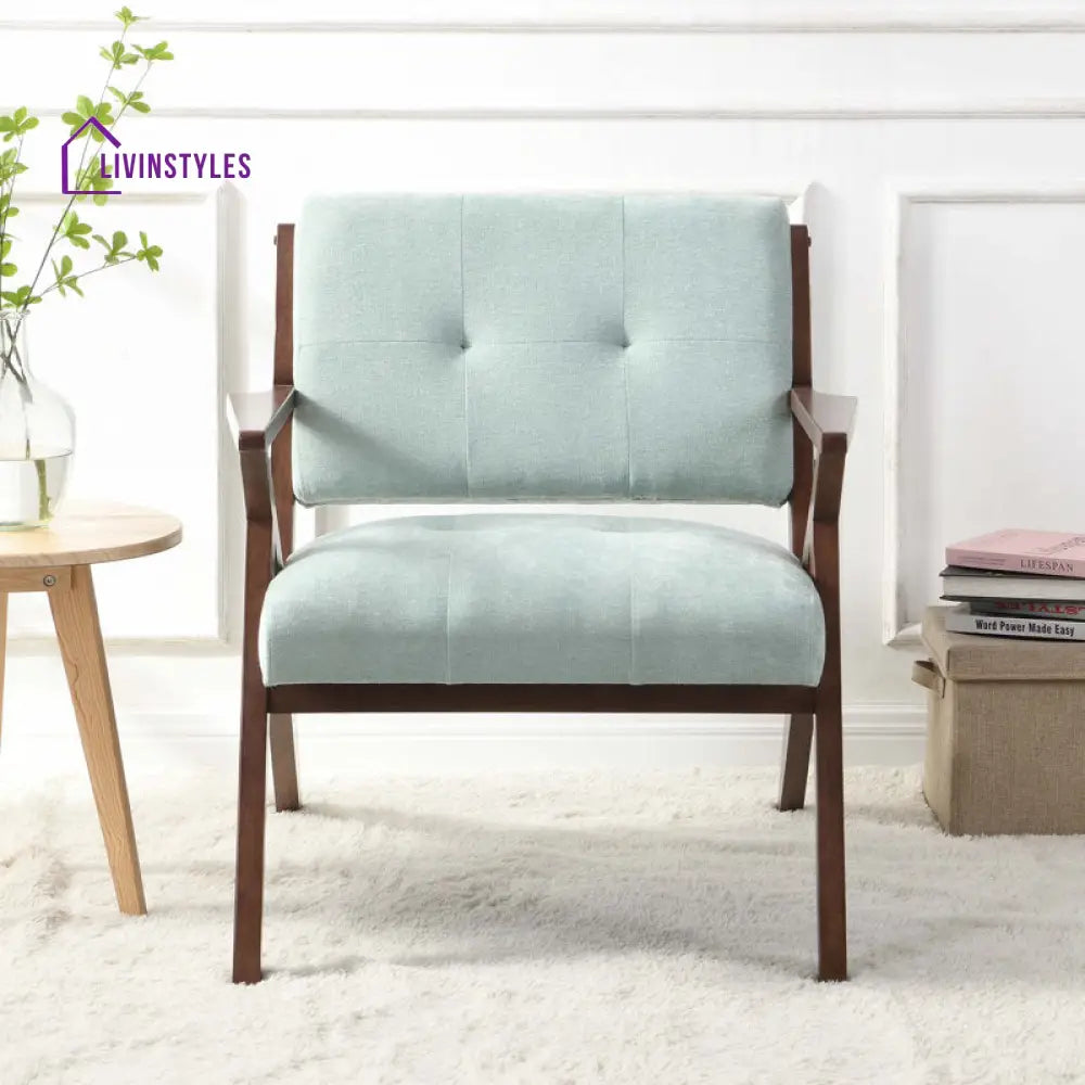 Irya Solid Wood and Fabric Arm Chair | Living Room Chair | Lounge Chair