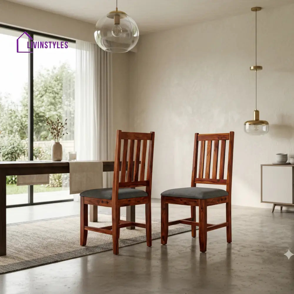 Isaac Sheesham Wood Dining Chairs - Set of 2 (Honey Finish)